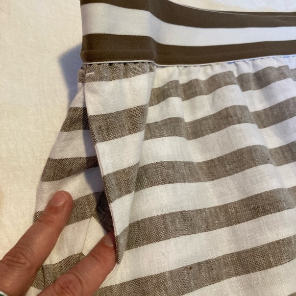 J Jill Love  100% Linen Brown and White Striped Midi Pull Up Skirt - Picture 8 of 8